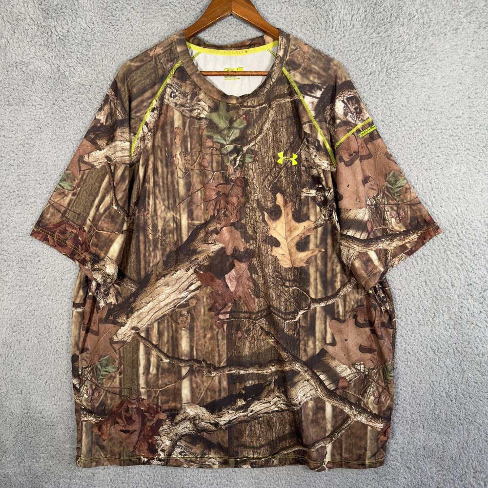Under Armour T Shirt Men's XXL Camo Scent Control Loose Heat Gear Short Sleeve
